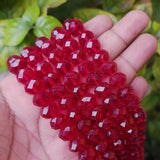 11mm Rondelle Shape, Red Transparent Color, Crystal Glass Beads, Sold Per Strand/Line Pack