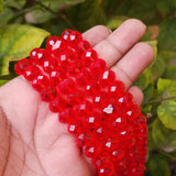 11mm Rondelle Shape, Lite Red Transparent Color, Crystal Glass Beads, Sold Per Strand/Line Pack