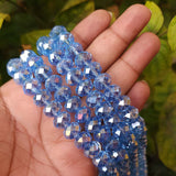 12mm Rondelle Shape, Lite Blue AB Color, Crystal Glass Beads, Sold Per Strand/Line Pack