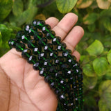 12mm Rondelle Shape, Dark Green Transparent Color, Crystal Glass Beads, Sold Per Strand/Line Pack