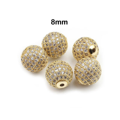 2 PIECES PACK' CZ MICRO PAVE ROUND BALL BEAD, CUBIC ZIRCONIA PAVE BEADS, SHAMBALLA BALL BEADS CZ SPACE BEADS' 8 MM