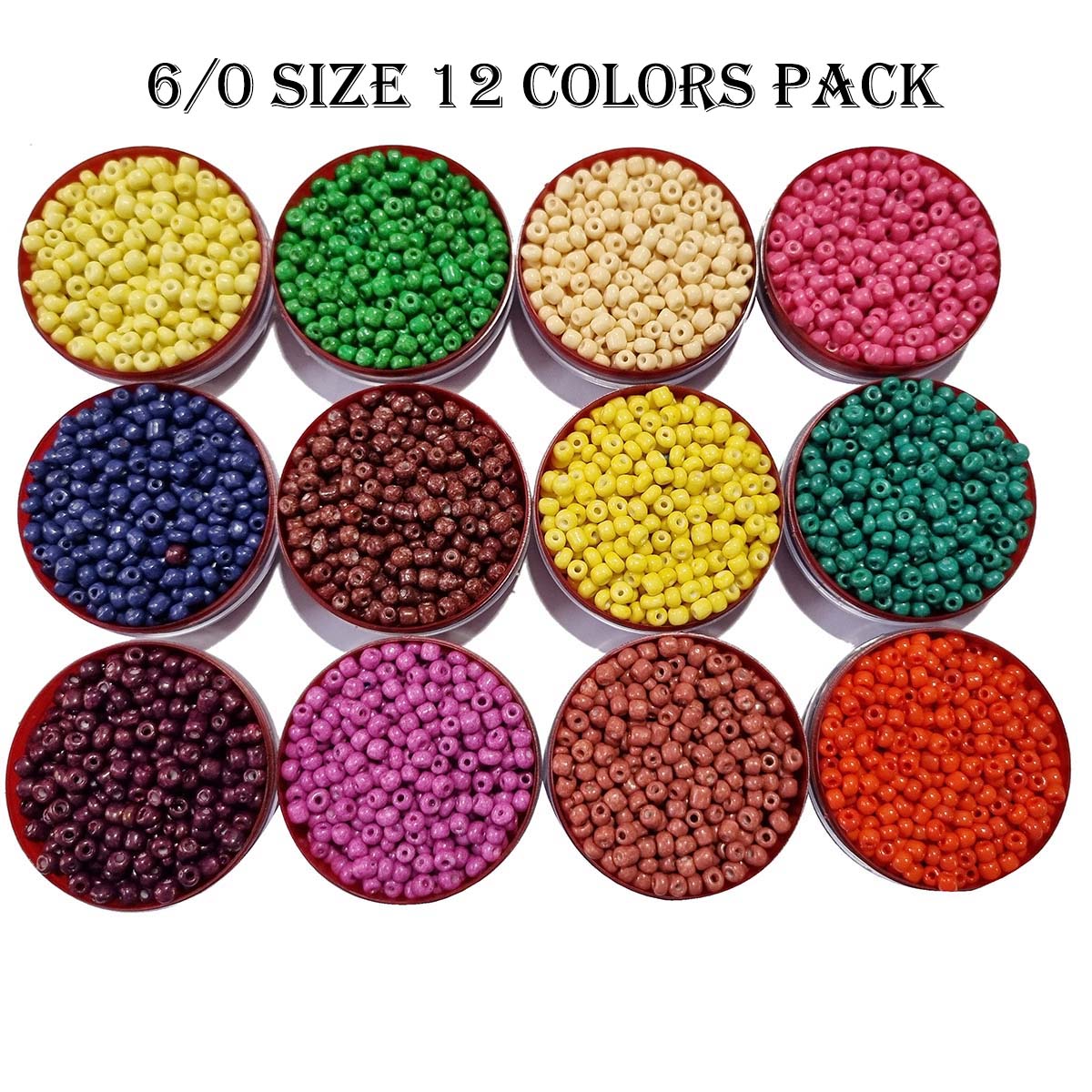 15 Mix Color Glass Seed Bead Kit, Size 6/0 or 12/0 , 2 or 4mm