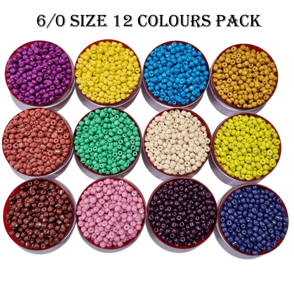  7200Pcs Glass Seed Beads, WOHOOW 4mm 48 Colors 6/0