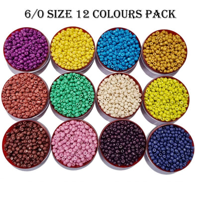 12 Colors Combo Pack Colorful Glass Seed Beads, Size 6/0 (4mm) Jewelry and Crafts Making
