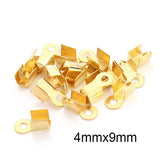 Gold, 200 PCS SMALL SIZE CORD END TIPS CRIMP FINDINGS FASTENER JEWELRY MAKING RAW MATERIALS