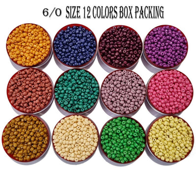 12 Colors Combo Pack Colorful Glass Seed Beads, Size 6/0 (4mm) Jewelry and Crafts Making