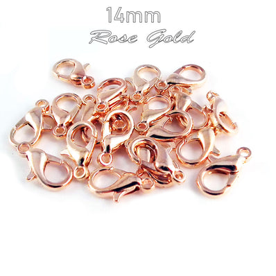 20 Pcs Pack Rose gold Plated Lobster calsps 14mm Size
