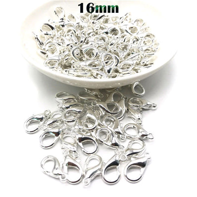 10 PCS SILVER PLATED LOBSTER CLAW CLASPS LOCK HIGH QUALITY, size 16mm
