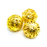 10pcs,18mm Size Hollow Ball (Jali Ball) Flower Beads Metal Charms Gold Plated Filigree Spacer Beads For Jewelry Making