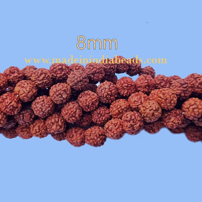 8mm Size 100% Original Indonesia, 108+1 Beads Panch Mukhi Rudraksha Japa Mala, without knotted