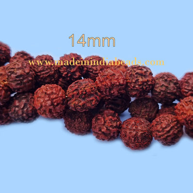 14mm Size 100% Original Nepal  108+1 Beads Panch Mukhi Rudraksha Japa Mala, without knotted