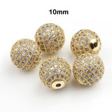 2 PIECES PACK' CZ MICRO PAVE ROUND BALL BEAD, CUBIC ZIRCONIA PAVE BEADS, SHAMBALLA BALL BEADS CZ SPACE BEADS' 10 MM