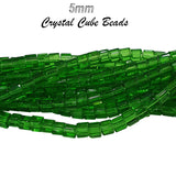 Green Color, 5 Line/ Strands, 5mm Size, Crystal Cube glass beads