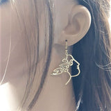 2 Pcs Pack, Face Silhouette Lady Earrings Gold Brass Antique Drop Style
