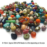 1 Kilogram Pack, Mixed Glass beads Size approx 8mm to 16mm