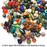 1 Kilogram Pack, Mixed Glass beads Size approx 8mm to 16mm