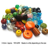 1 Kilogram Large Size Glass Beads mix, Transparent, Opaque and Matt finish, Hole size approx 3~6mm,Beads size approx 15mm to 30mm