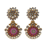 FESTIVE COLLECTION' HANDMADE KUNDAN EARRINGS SOLD BY PER PAIR PACK' BIG SIZE 75-80 MM