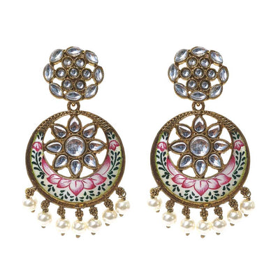 FESTIVE COLLECTION' HANDMADE KUNDAN EARRINGS SOLD BY PER PAIR PACK' BIG SIZE 70X40 MM
