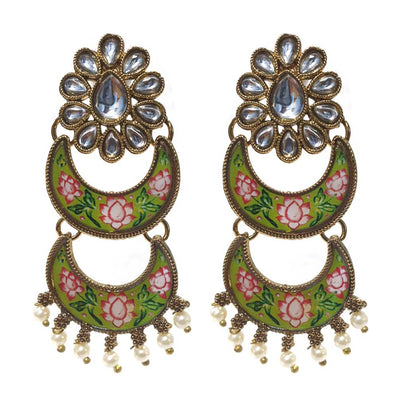 FESTIVE COLLECTION' HANDMADE KUNDAN EARRINGS SOLD BY PER PAIR PACK' BIG SIZE 65 MM
