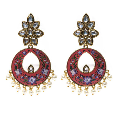 FESTIVE COLLECTION' HANDMADE KUNDAN EARRINGS SOLD BY PER PAIR PACK' BIG SIZE 80x42 MM