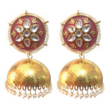 FESTIVE COLLECTION' HANDMADE KUNDAN EARRINGS SOLD BY PER PAIR PACK' BIG SIZE 60-65 MM