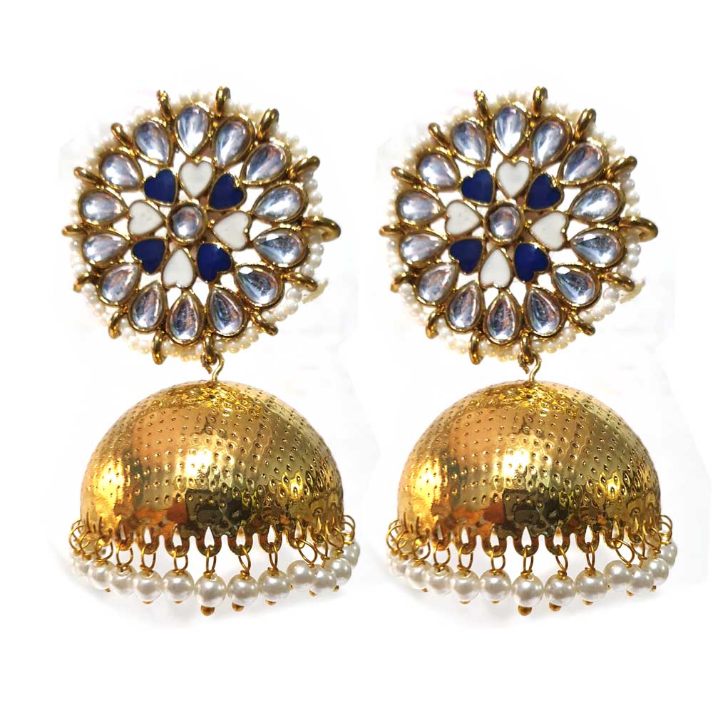 Amazon.com: Saissa Gold Plated Metal Beaded Bollywood Stud Jhumka Indian  Earrings Jewellery for Girls and Women, Peach: Clothing, Shoes & Jewelry
