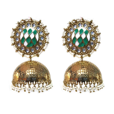 FESTIVE COLLECTION' HANDMADE DESIGNER JHUMKA KUNDAN EARRINGS SOLD BY PER PAIR PACK' BIG SIZE 60-65 MM