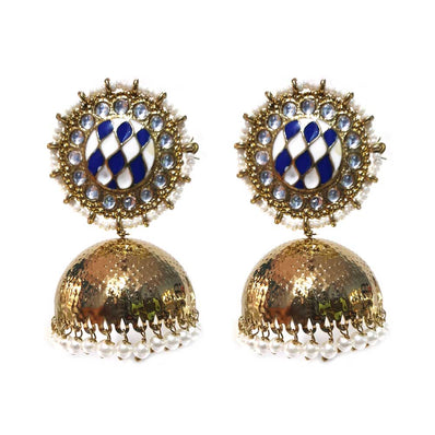 FESTIVE COLLECTION' HANDMADE DESIGNER JHUMKA KUNDAN EARRINGS SOLD BY PER PAIR PACK' BIG SIZE 60-65 MM