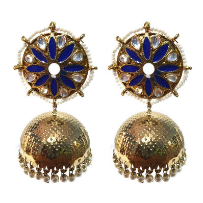 FESTIVE COLLECTION' HANDMADE DESIGNER JHUMKA KUNDAN EARRINGS SOLD BY PER PAIR PACK' BIG SIZE 60-65 MM