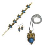 Beautiful Trending Oxidised Chain Owl Necklace Set' 16-18 Size