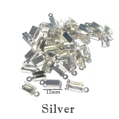 100 Pcs Pack Silver Plated Tips Cord end jewelery making findings