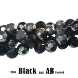 12 mm' Super Quality Black AB faceted Beads with Dual effect Sold By Per Line' 24-25 Beads