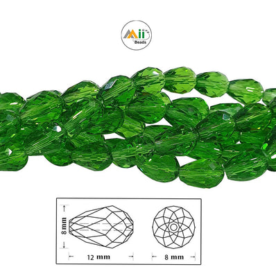 8x12mm, CRYSTAL DROP 8x12MM LARGER SIZE SOLD PER STRAND, About 60 Beads