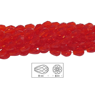 8X6 MM, CRYSTAL DROP 8X12MM LARGER SIZE SOLD PER STRAND, ABOUT 70-72 BEADS