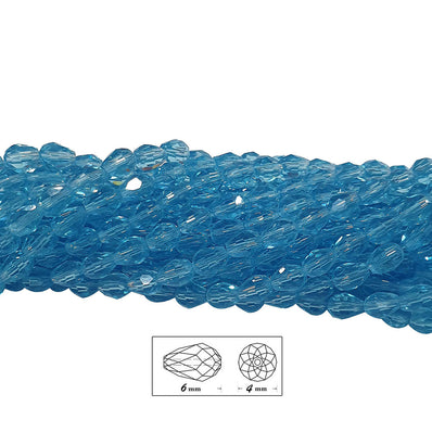 6X4MM, CRYSTAL DROP 8X12MM LARGER SIZE SOLD PER STRAND, ABOUT 90-92 BEADS