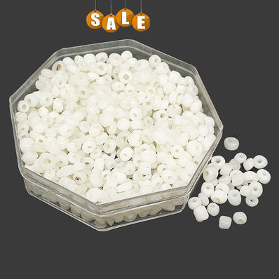 200 GRAM PACK VINTAGE GLASS SEED BEADS IRREGULAR SHAPES TRANSLUCENT White COLOR