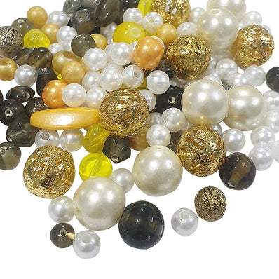 100 Gram Pack Golden and White Combination Bead Mix