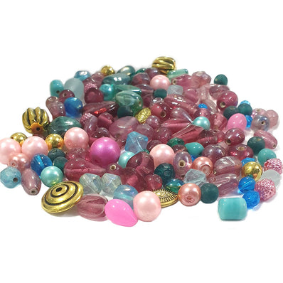 100 Grams Pack Pink and Teal Aqua combination beads