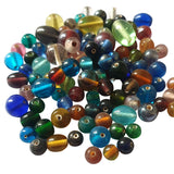 200 Gram Pack only Round and Oval Shape Transparent glass beads for jewellery making