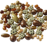 200 Grams Ivory and Brown Combination glass bead mix for jewellery making