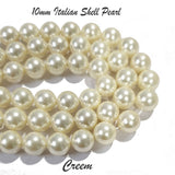 Cream/Off-White PER STRAND 10MM ROUND SHELL PEARL A GRADE HIGH LUSTER PEARLS APPROX 39~41 BEADS