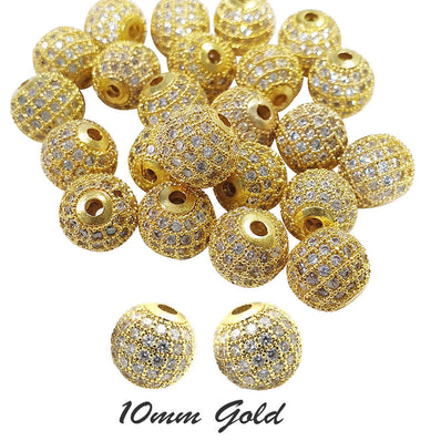 Round Balls Beads Cubic Zirconia Rhinestone CZ Micro Pave for Jewelry Making  Bracelets Necklaces 4 Colors 8MM 