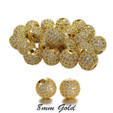 2 PIECES PACK' CZ MICRO PAVE ROUND BALL BEAD, CUBIC ZIRCONIA PAVE BEADS, SHAMBALLA BALL BEADS CZ SPACE BEADS' 8 MM