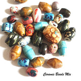 50 Pcs Large Size Ceramic Beads Mix Mostly Oval Shape