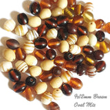 200 gram Pack Almost Oval brown shade mix glass beads for jewellery making
