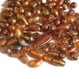 250 Gram Pack Golden AB Finish Glass beads mix shapes for jewellery making