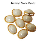 10 PCS PACK 11x16MM Oval White stone with  GOLD plating  KUNDAN STONE BEADS FOR JEWELLERY MAKING