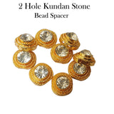 10 Pcs 12mm 2 hole spacer bar beads kundan stone