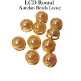 10 Pcs Pack 9mm LCD Gold Kundan stone beads for jewellery making